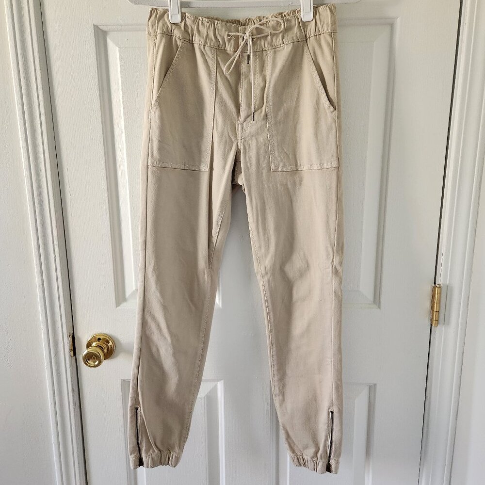 American Eagle Beige High Rise Drawstring Ankle Pants - Size 6